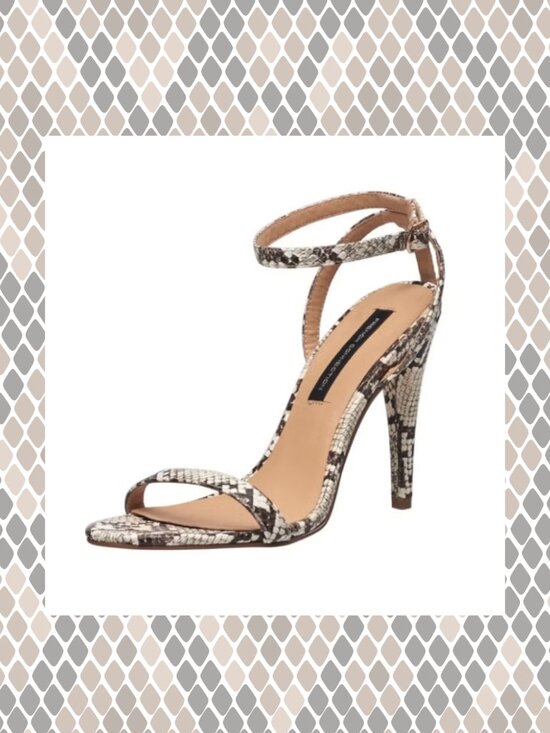 French Connection Shoes - French Connection Tessa Snake Heeled Ankle Strap Sandals Sz 9M